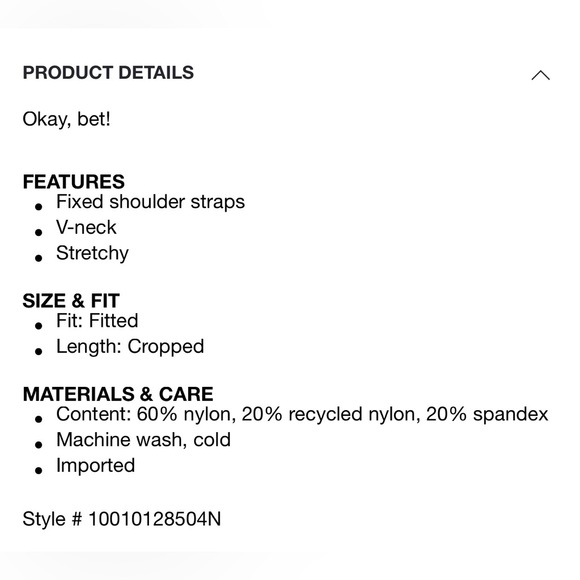 Garage Sleek Deep V-nevk Cami Top - White M - Picture 5 of 8